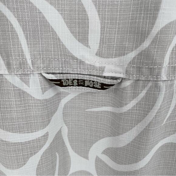 Toes to the Nose Hawaiian shirt grey white mens size large linen blend - Picture 5 of 10